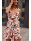 Floral dress with an envelope neckline, powdered PR3211 - Online store - Boutique